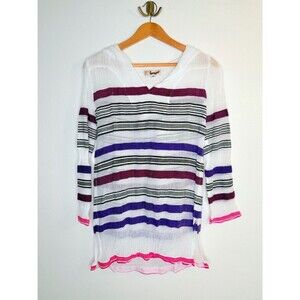 LEMLEM Striped Lightweight Cotton Beach Coverup Cotton Dress w/Hood XS $378